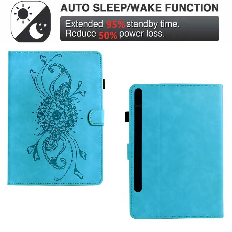 For Samsung Galaxy Tab S10 FE+ Mandala Embossed Smart Leather Tablet Case