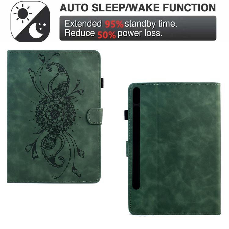 For Samsung Galaxy Tab S10 FE+ Mandala Embossed Smart Leather Tablet Case