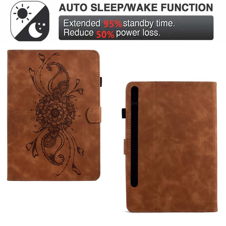 For Samsung Galaxy Tab S10 FE+ Mandala Embossed Smart Leather Tablet Case