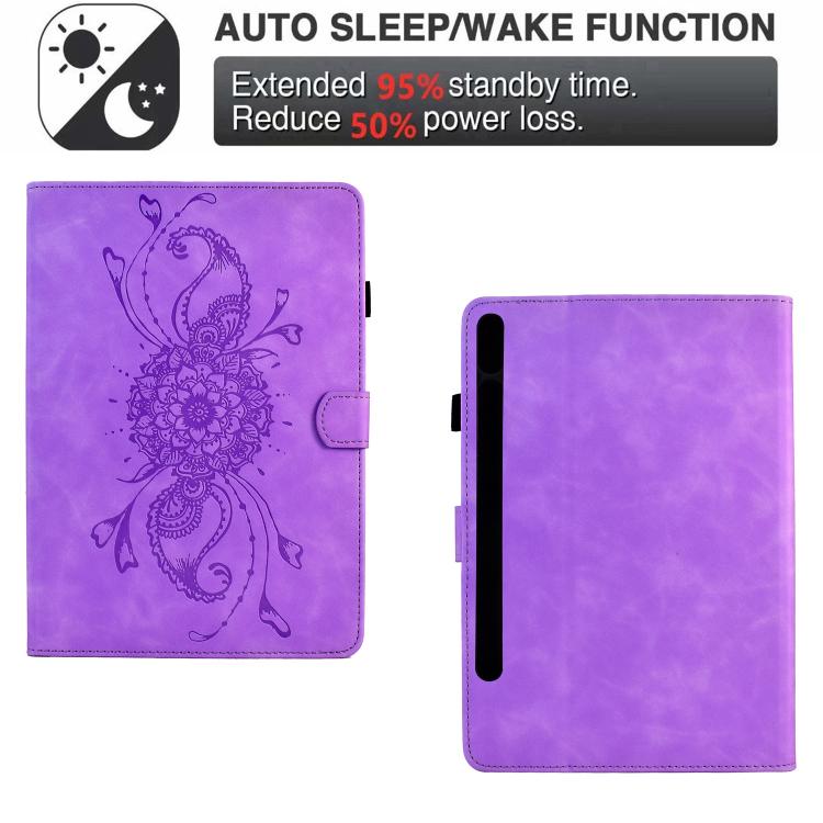 For Samsung Galaxy Tab S10 FE+ Mandala Embossed Smart Leather Tablet Case
