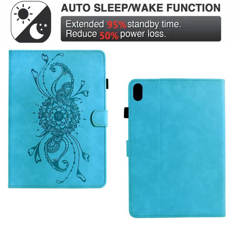 For Samsung Galaxy Tab S11 Mandala Embossed Smart Leather Tablet Case