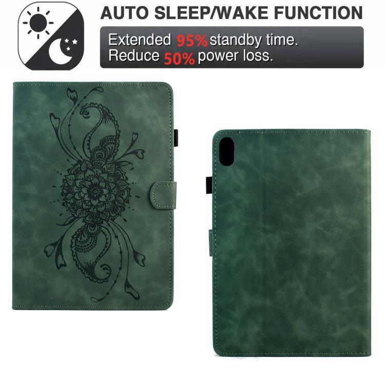 For Samsung Galaxy Tab S11 Mandala Embossed Smart Leather Tablet Case