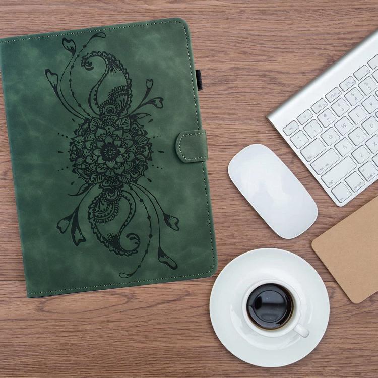 For Samsung Galaxy Tab S11 Mandala Embossed Smart Leather Tablet Case