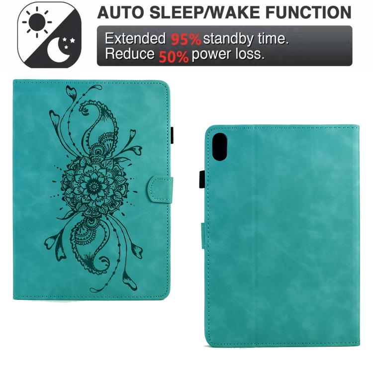 For Samsung Galaxy Tab S11 Mandala Embossed Smart Leather Tablet Case