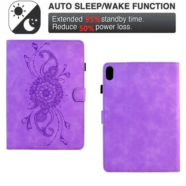 For Samsung Galaxy Tab S11 Mandala Embossed Smart Leather Tablet Case