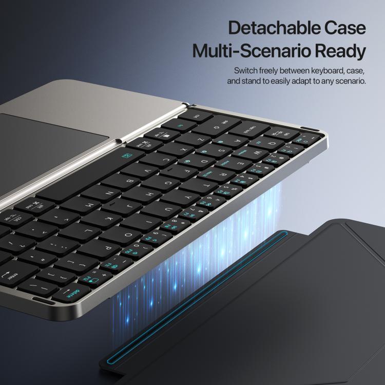 DUX DUCIS OK Fold Series Two-fold Touch Wireless Bluetooth Keyboard Tablet Leather Case - Black