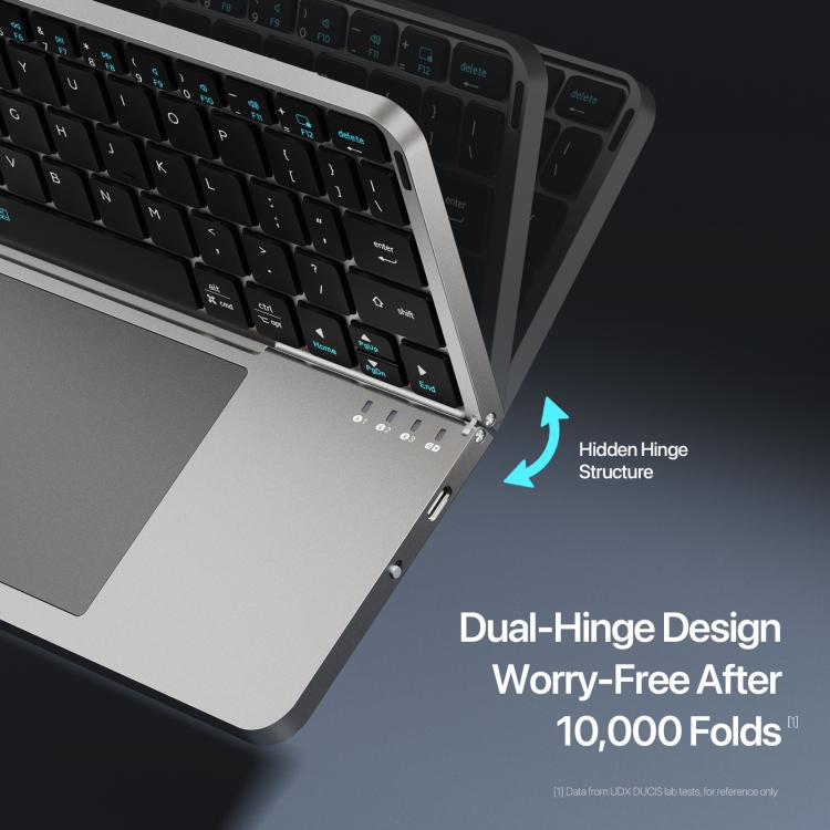 DUX DUCIS OK Fold Series Two-fold Touch Wireless Bluetooth Keyboard Tablet Leather Case - Black