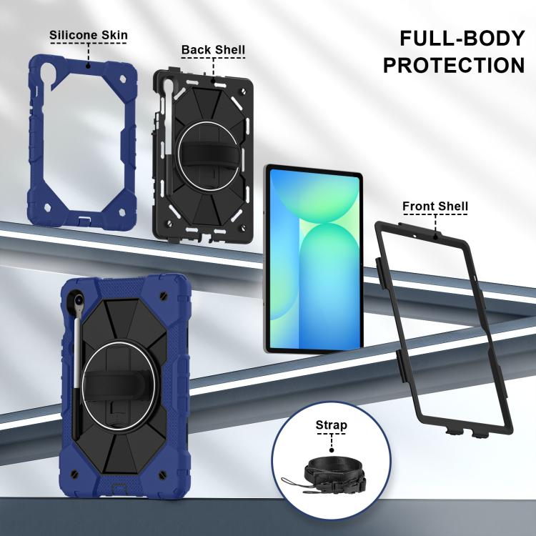 For Samsung Galaxy Tab S10 FE / S9 Contrast Color Robot Silicone Hybrid PC Tablet Case