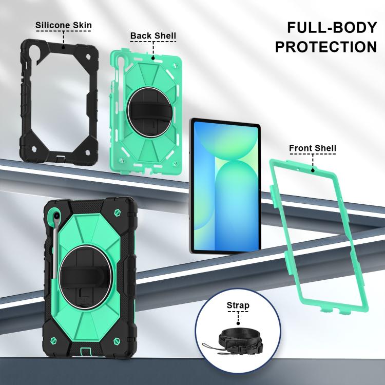 For Samsung Galaxy Tab S10 FE / S9 Contrast Color Robot Silicone Hybrid PC Tablet Case