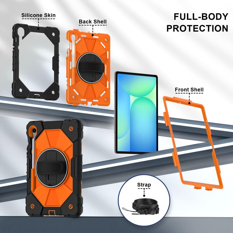 For Samsung Galaxy Tab S10 FE / S9 Contrast Color Robot Silicone Hybrid PC Tablet Case
