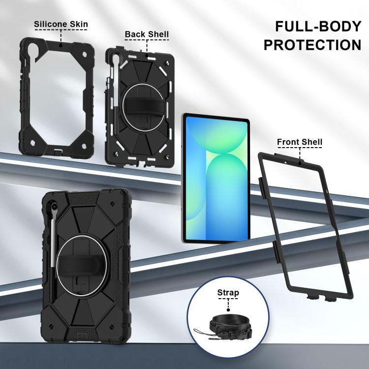 For Samsung Galaxy Tab S10 FE / S9 Contrast Color Robot Silicone Hybrid PC Tablet Case