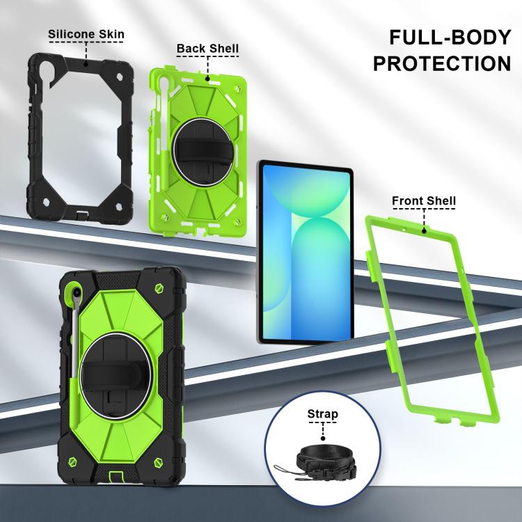 For Samsung Galaxy Tab S10 FE / S9 Contrast Color Robot Silicone Hybrid PC Tablet Case