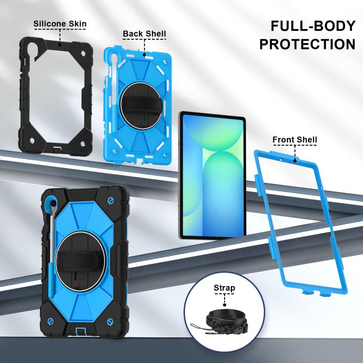 For Samsung Galaxy Tab S10 FE / S9 Contrast Color Robot Silicone Hybrid PC Tablet Case