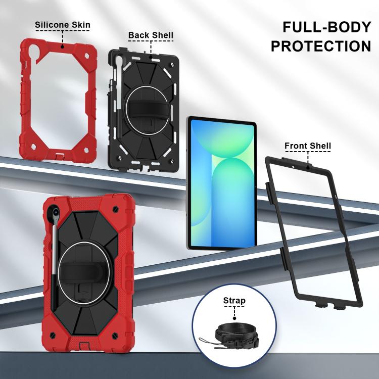 For Samsung Galaxy Tab S10 FE / S9 Contrast Color Robot Silicone Hybrid PC Tablet Case