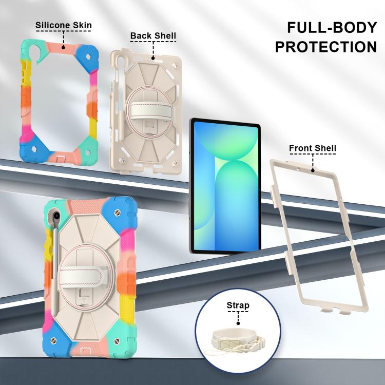 For Samsung Galaxy Tab S10 FE / S9 Contrast Color Robot Silicone Hybrid PC Tablet Case