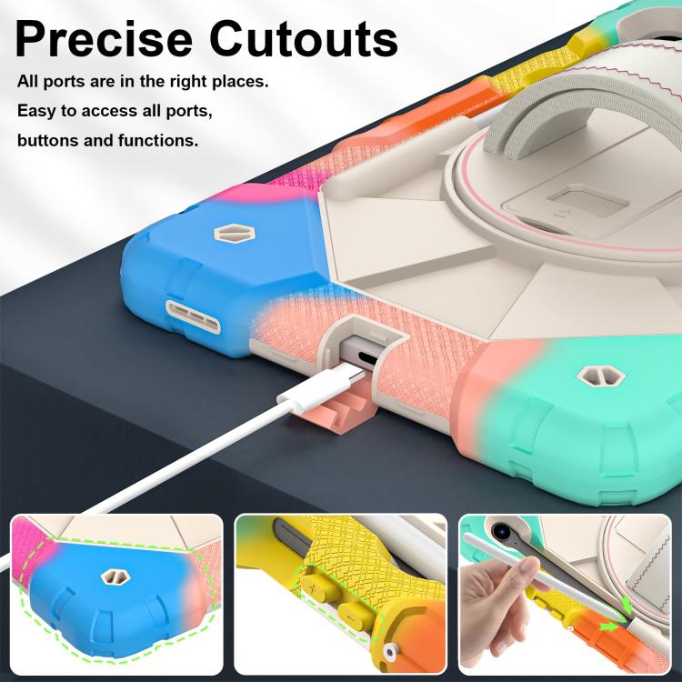 For Samsung Galaxy Tab S10 FE / S9 Contrast Color Robot Silicone Hybrid PC Tablet Case