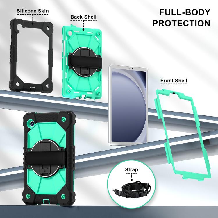 For Samsung Galaxy Tab A11 Contrast Color Robot Silicone Hybrid PC Tablet Case
