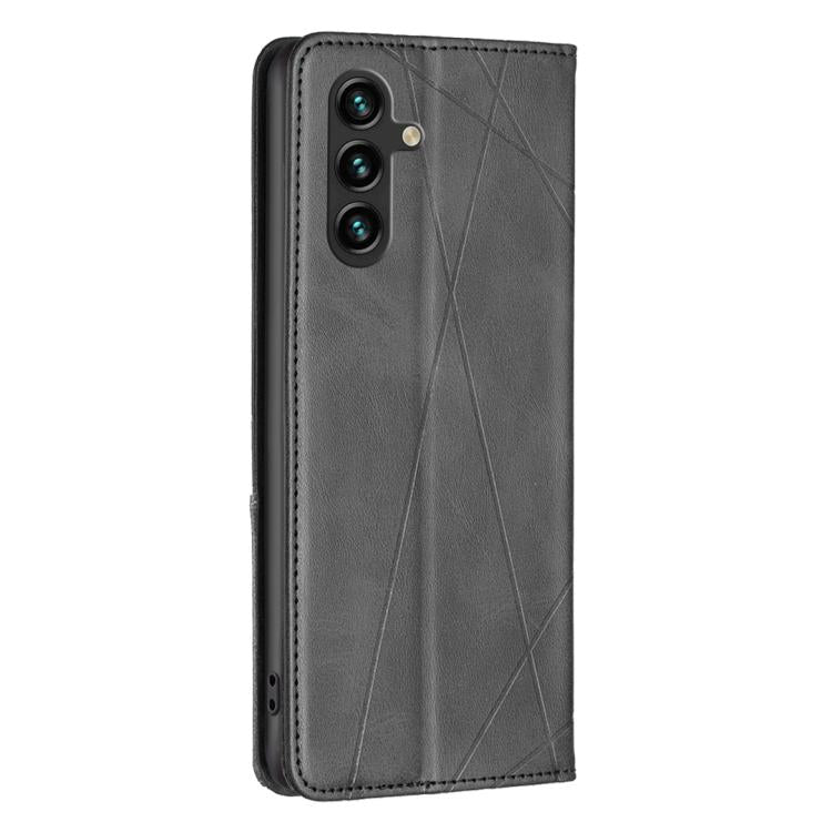 For Samsung Galaxy S25 FE 5G Rhombus Texture Magnetic Leather Phone Case