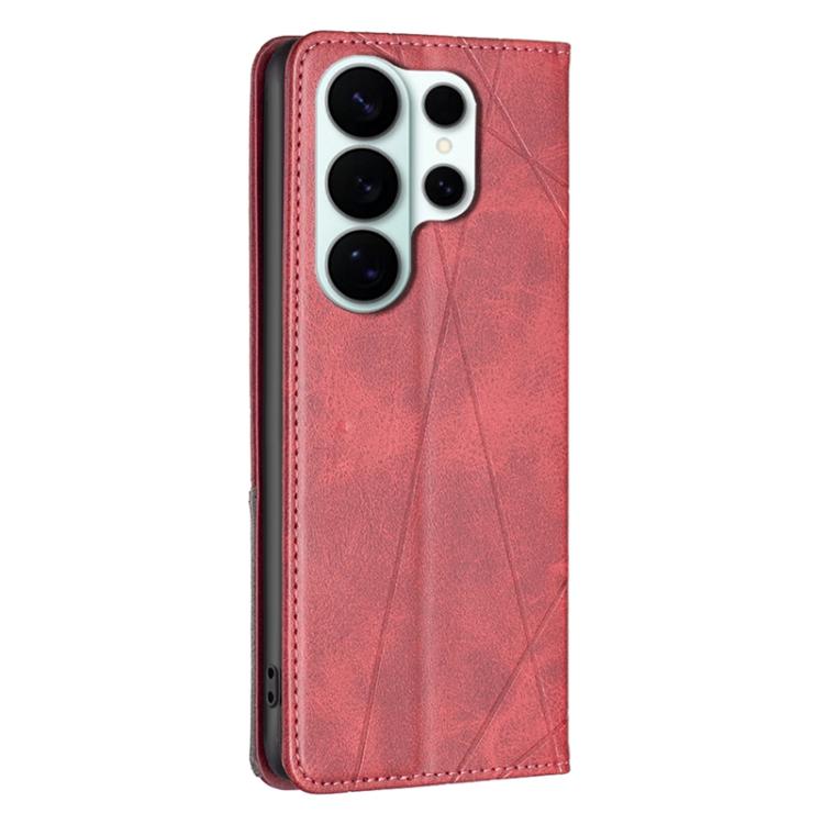 For Samsung Galaxy S26 Ultra 5G Rhombus Texture Magnetic Leather Phone Case
