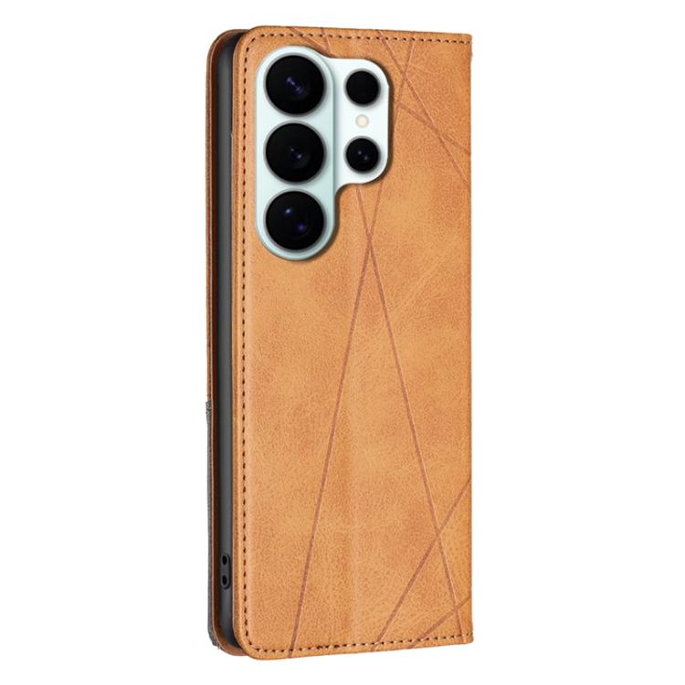 For Samsung Galaxy S26 Ultra 5G Rhombus Texture Magnetic Leather Phone Case