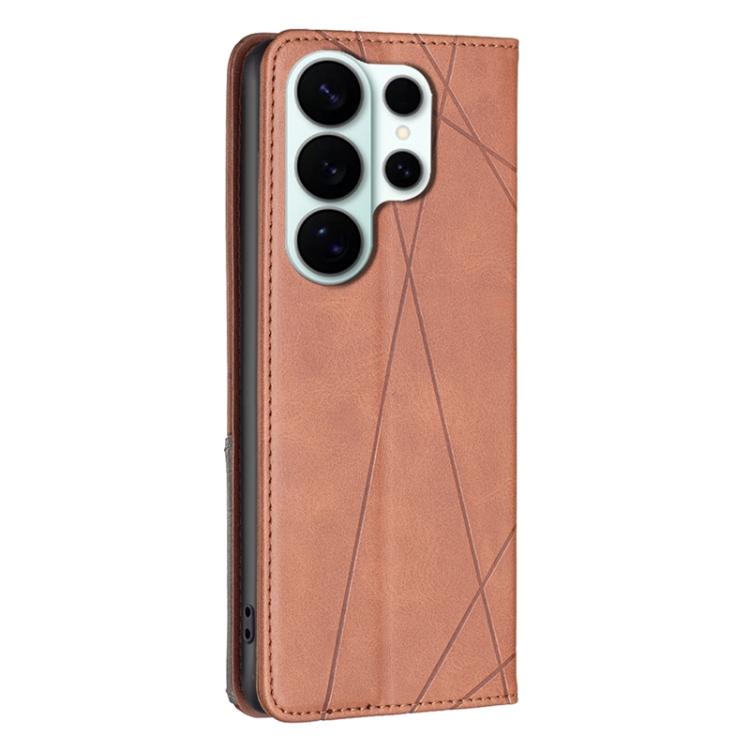 For Samsung Galaxy S26 Ultra 5G Rhombus Texture Magnetic Leather Phone Case