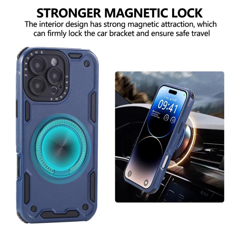 For iPhone 11 Three-core Mecha 360 Degree Rotation Magnetic Holder Phone Case