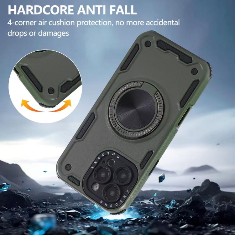 For iPhone 12 Three-core Mecha 360 Degree Rotation Magnetic Holder Phone Case