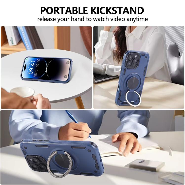 For iPhone 12 Pro Three-core Mecha 360 Degree Rotation Magnetic Holder Phone Case