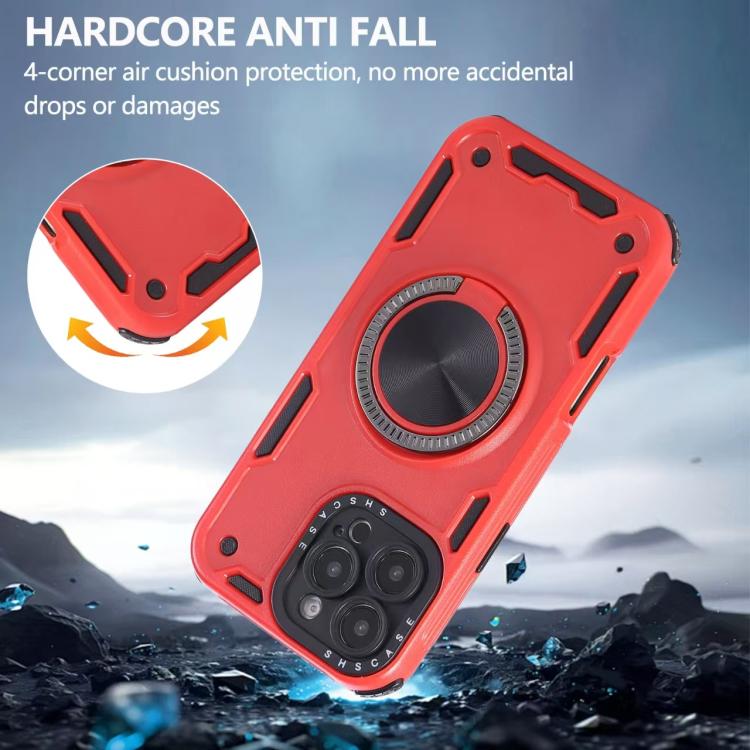 For iPhone 13 Three-core Mecha 360 Degree Rotation Magnetic Holder Phone Case