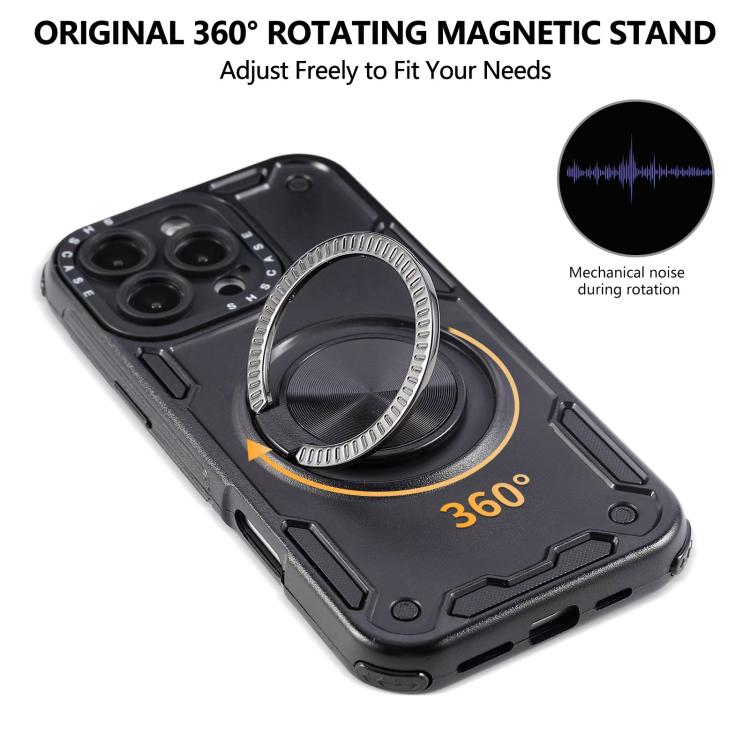 For iPhone 14 Pro Max Three-core Mecha 360 Degree Rotation Magnetic Holder Phone Case