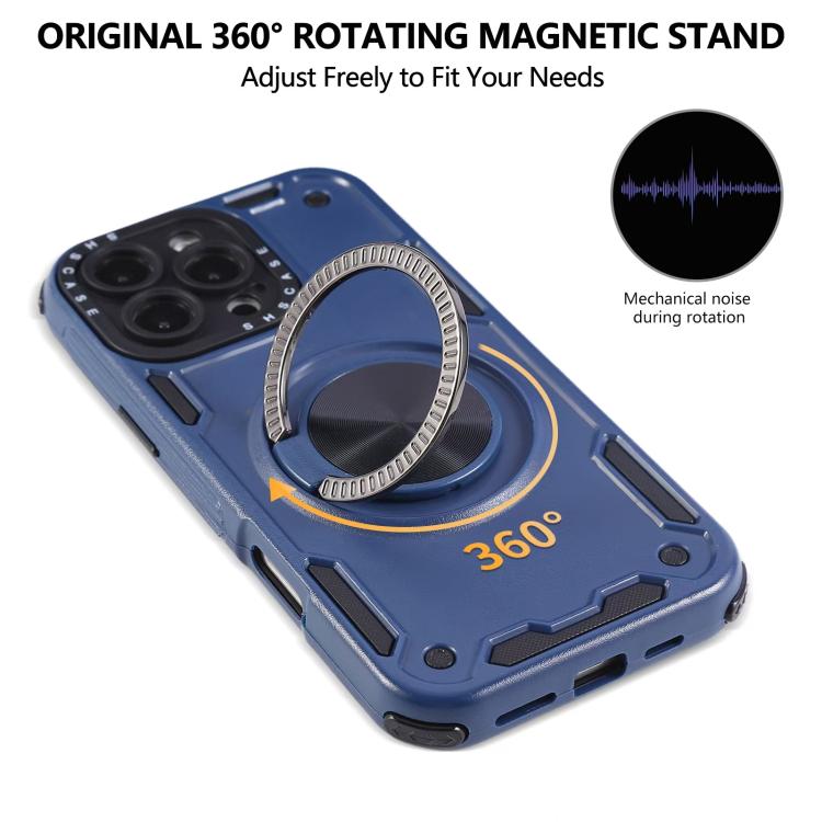 For iPhone 16 Plus Three-core Mecha 360 Degree Rotation Magnetic Holder Phone Case