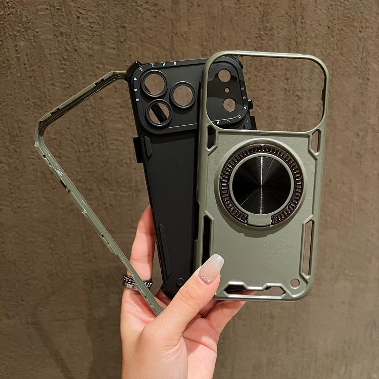 For iPhone 17 Pro Max Three-core Mecha 360 Degree Rotation Magnetic Holder Phone Case
