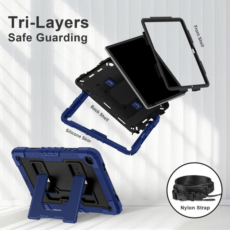 For Samsung Galaxy Tab A9+ Big Holder Silicone Hydric PC Tablet Case with Shoulder Strap