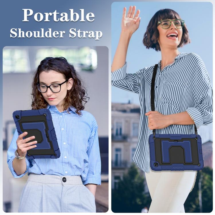 For Samsung Galaxy Tab A9+ Big Holder Silicone Hydric PC Tablet Case with Shoulder Strap
