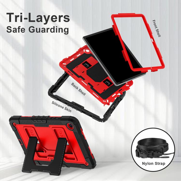 For Samsung Galaxy Tab A9+ Big Holder Silicone Hydric PC Tablet Case with Shoulder Strap