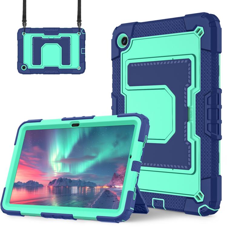 For Samsung Galaxy Tab A9+ Big Holder Silicone Hydric PC Tablet Case with Shoulder Strap