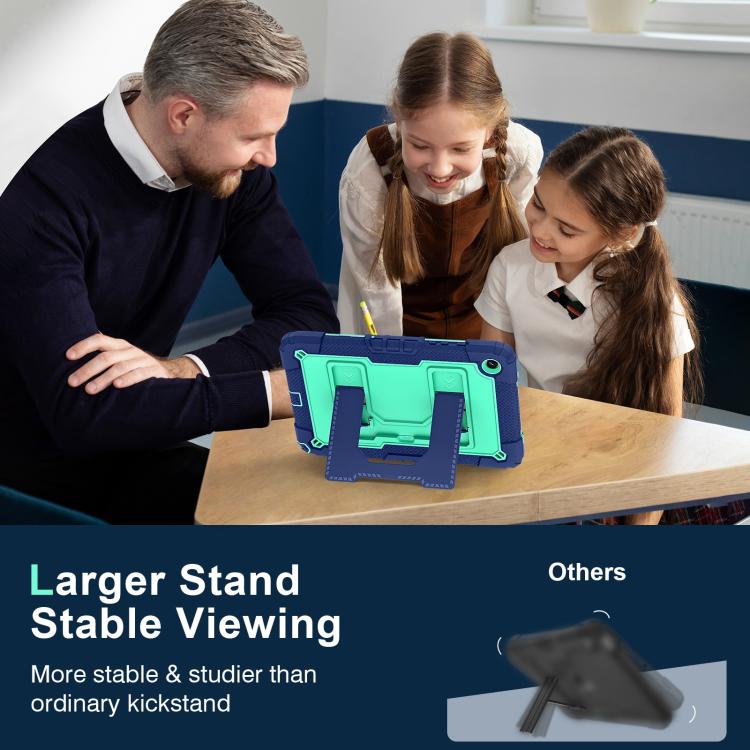 For Samsung Galaxy Tab A9+ Big Holder Silicone Hydric PC Tablet Case with Shoulder Strap