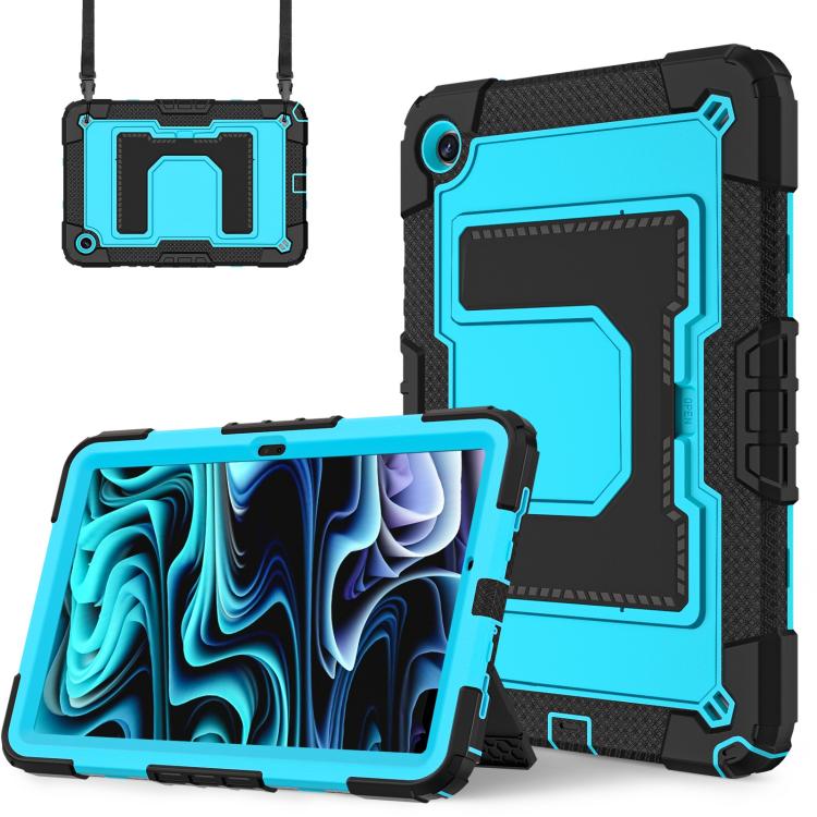 For Samsung Galaxy Tab A9+ Big Holder Silicone Hydric PC Tablet Case with Shoulder Strap