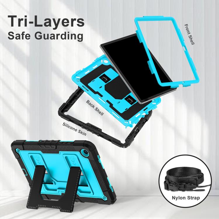 For Samsung Galaxy Tab A9+ Big Holder Silicone Hydric PC Tablet Case with Shoulder Strap