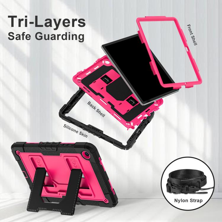 For Samsung Galaxy Tab A9+ Big Holder Silicone Hydric PC Tablet Case with Shoulder Strap