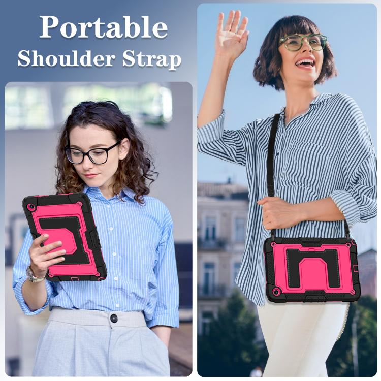 For Samsung Galaxy Tab A9+ Big Holder Silicone Hydric PC Tablet Case with Shoulder Strap