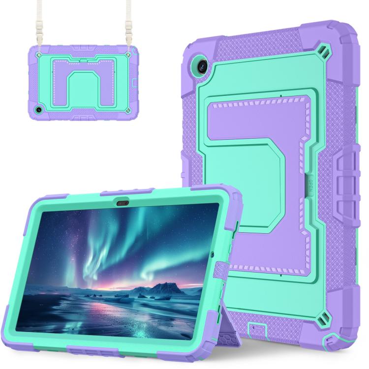 For Samsung Galaxy Tab A9+ Big Holder Silicone Hydric PC Tablet Case with Shoulder Strap
