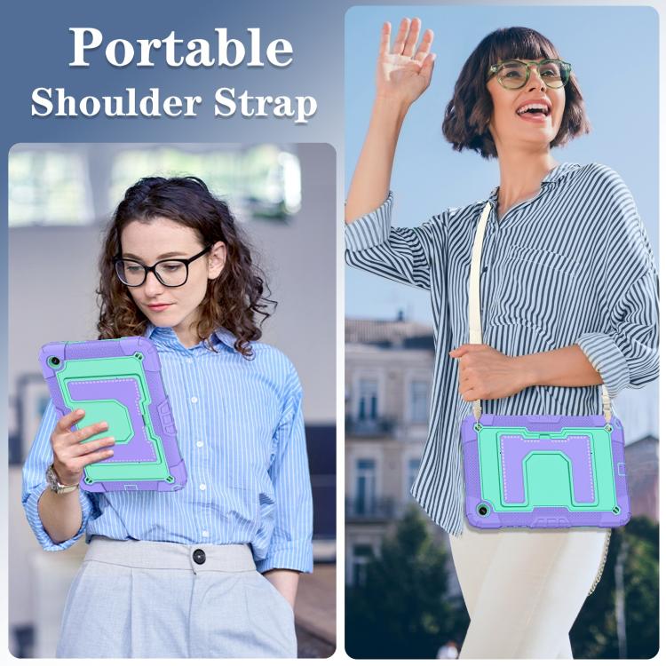 For Samsung Galaxy Tab A9+ Big Holder Silicone Hydric PC Tablet Case with Shoulder Strap