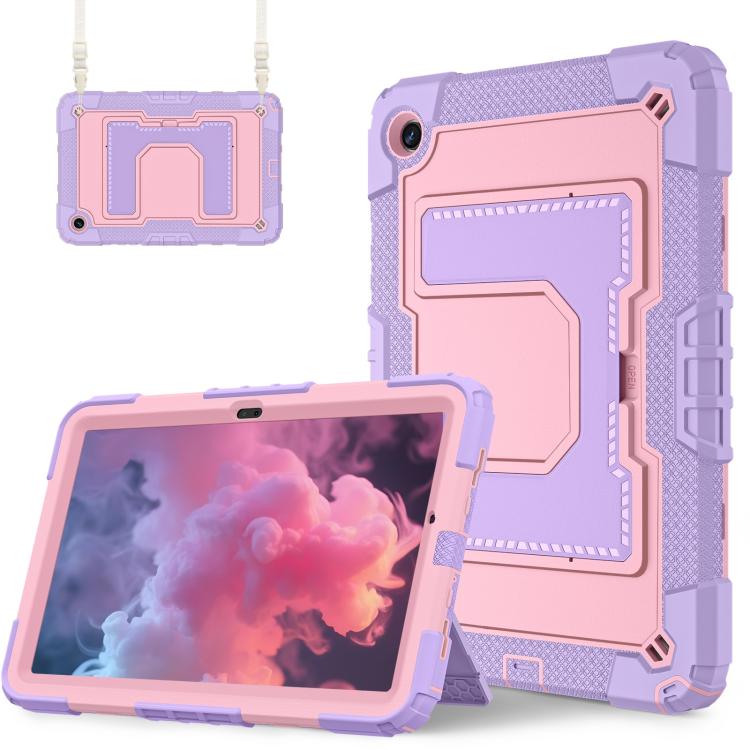 For Samsung Galaxy Tab A9+ Big Holder Silicone Hydric PC Tablet Case with Shoulder Strap