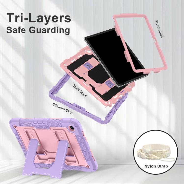 For Samsung Galaxy Tab A9+ Big Holder Silicone Hydric PC Tablet Case with Shoulder Strap