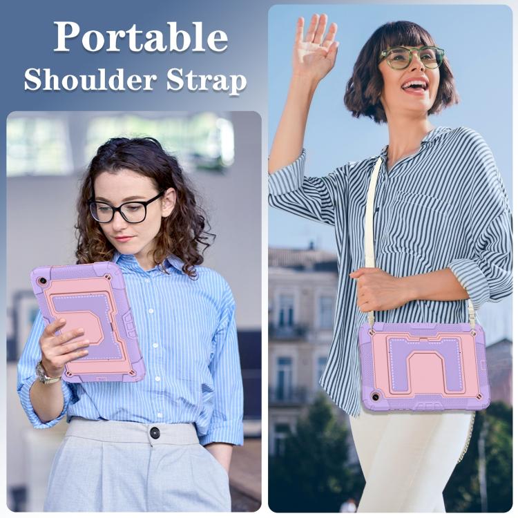 For Samsung Galaxy Tab A9+ Big Holder Silicone Hydric PC Tablet Case with Shoulder Strap