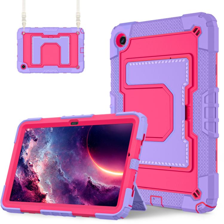 For Samsung Galaxy Tab A9+ Big Holder Silicone Hydric PC Tablet Case with Shoulder Strap