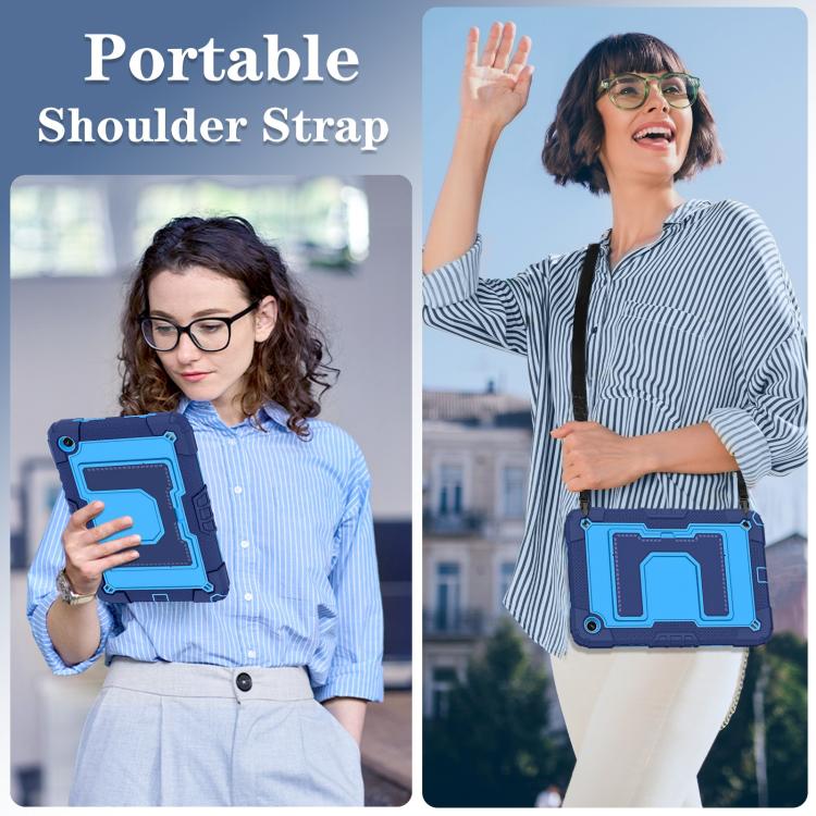 For Samsung Galaxy Tab A11+ Big Holder Silicone Hydric PC Tablet Case with Shoulder Strap