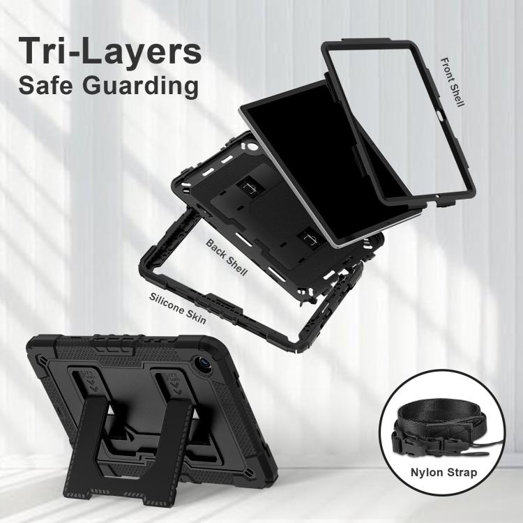 For Samsung Galaxy Tab A11+ Big Holder Silicone Hydric PC Tablet Case with Shoulder Strap