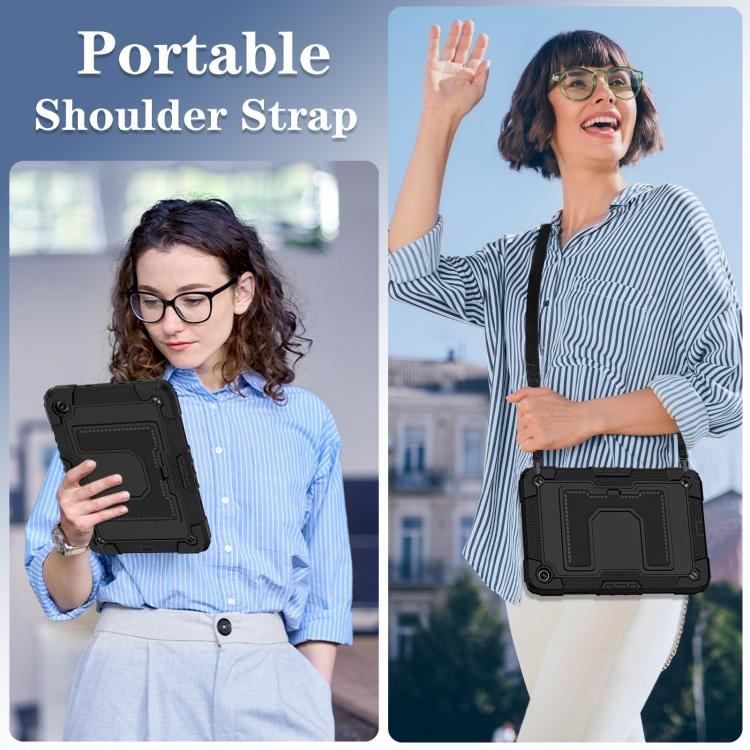 For Samsung Galaxy Tab A11+ Big Holder Silicone Hydric PC Tablet Case with Shoulder Strap